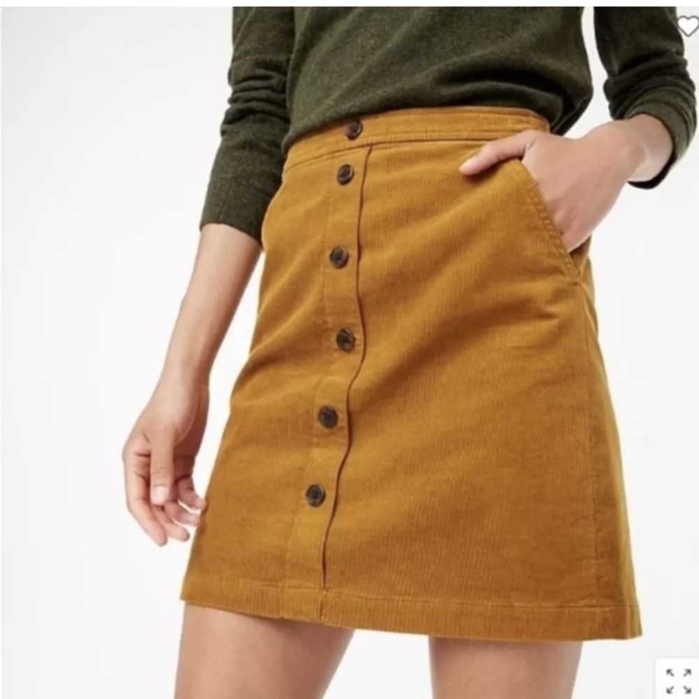 NEW J. Crew Golden Brandy Corduroy A Line Button Front Mini Skirt